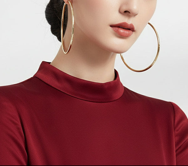 Store metall-sirkler – geometriske hoop-øredobber