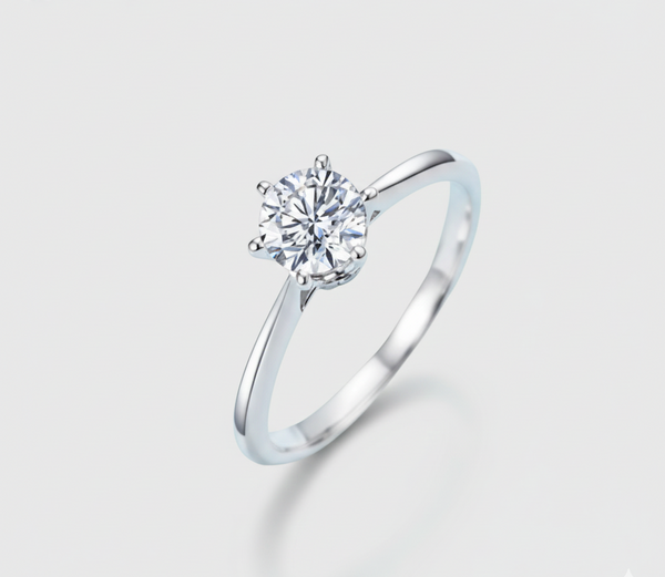 LESF moissanitt ring – 925 sølv, klassisk