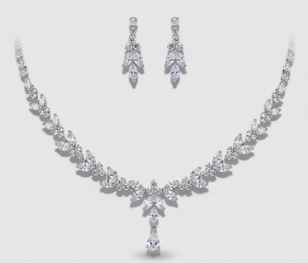 3-pc strass smykkesett halskjede & øredobber