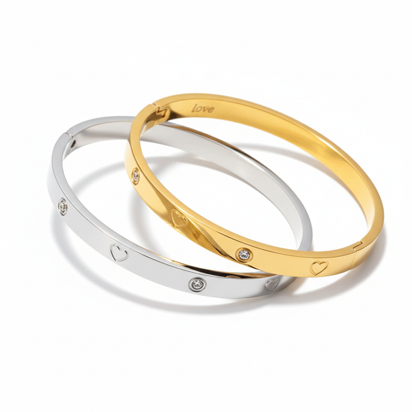 UILZ lykke kløver armbånd  rustfritt stål, zirkon