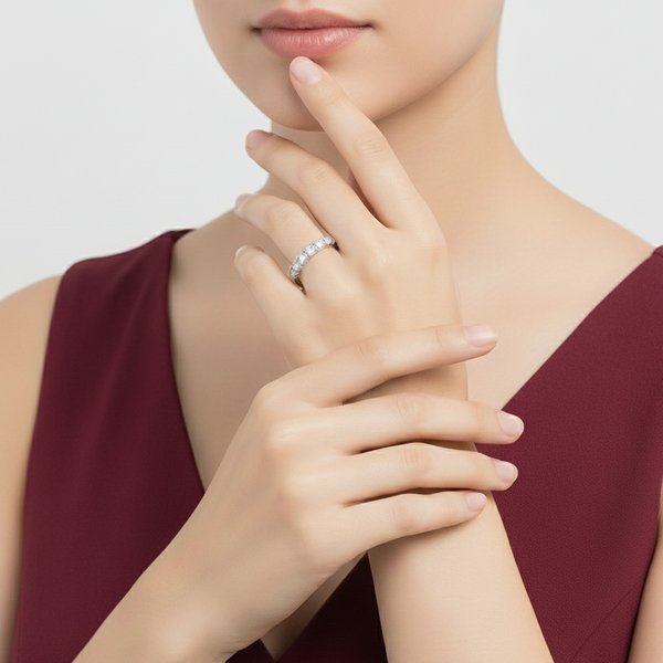 Lucky bryllupsring sett 0,1 ct Moissanite, S925 sølv