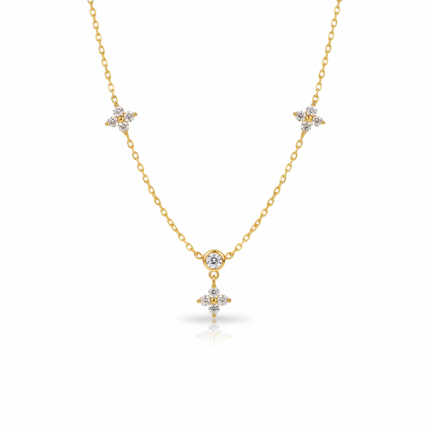 Blomst Zirkon Halskjede Kragekjede