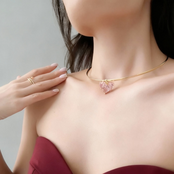 Enkelt Rhinestone Anheng Halskjede ote