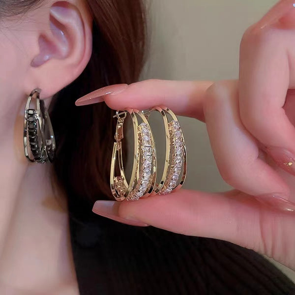 VENTFILLE 925 sølv tykke bøyleøreringer geometrisk